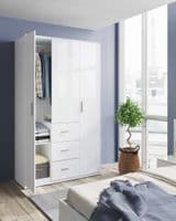 Luma Artic White Small Narrow 3 Door 3 Drawer Space-Saving Wardrobe 117cm Wide - WRD353BO