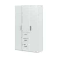 Luma Artic White Small Narrow 3 Door 3 Drawer Space-Saving Wardrobe 117cm Wide - WRD353BO