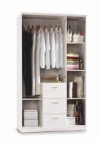 Luma Artic White Small Narrow 3 Door 3 Drawer Space-Saving Wardrobe 117cm Wide - WRD353BO
