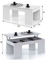 Lumin White Soft Gloss Coffee Table with Lift-up Storage - 001637BO S/O