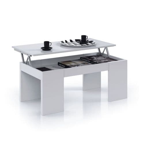 Lumin White Soft Gloss Coffee Table with Lift-up Storage - 001637BO S/O