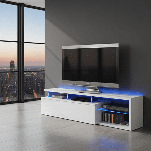 Lumin White Soft Gloss TV Cabinet Entertainment Unit 026630bo