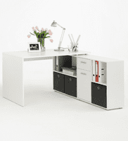 Luna L shaped Computer Desk white by furniturefactor