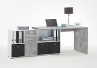 Luna L shaped Computer Desk Grey by furniturefactor
