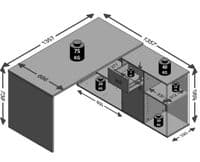 Luna L shaped Computer Desk Grey by furniturefactor
