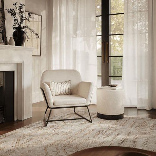 Lyra Ivory Boucle Small Pouffe - 26LD