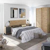 Madison Nordic Oak & Grey Anthracite Modern Headboard with Built in Bedside Cabinet - 0Z6076W - S/O
