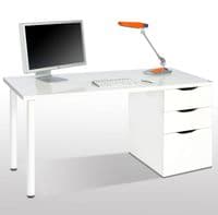 White Gloss Desk With Drawers - Madrid White Gloss Computer Desk
