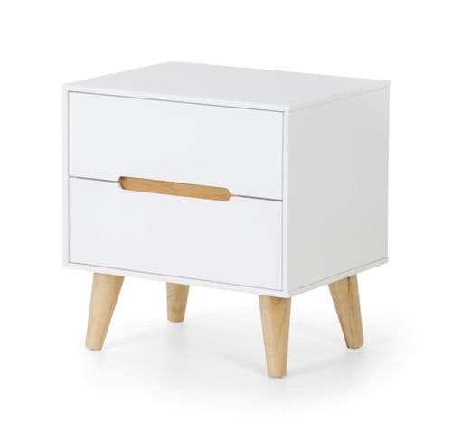 Madrid Matt White With Oak 2 Drawer Bedside JB04