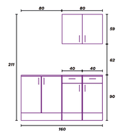 Magna Modular 160cm Full Kitchen Units Set White Gloss - Option 8