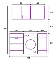 Magna Modular 160cm Full Kitchen Units Set White Gloss - Option 9