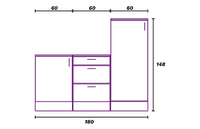 Magna Modular 180cm Full Kitchen Units Set White Gloss - Option 6