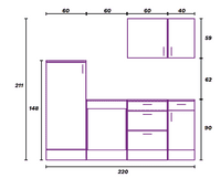Magna Modular 220cm Full Kitchen Units Set White Gloss - Option 3