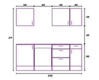Magna Modular 220cm Full Kitchen Units Set White Gloss - Option 4