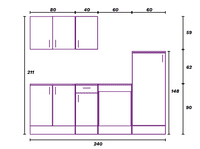 Magna Modular 240cm Full Kitchen Units Set White Gloss - Option 1