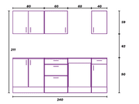 Magna Modular 240cm Full Kitchen Units Set White Gloss - Option 2