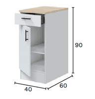 Magna Modular 400mm Kitchen Base Unit  White Gloss - 0F1012B