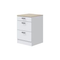 Magna Modular 600mm 3 Drawer Kitchen Cabinet Base Unit  White Gloss - 0F1013B