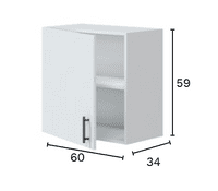 Magna Modular 600mm Kitchen 1 Door Wall Cupboard White Gloss - 001021B