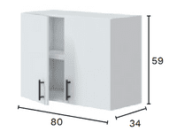Magna Modular 800mm Kitchen 2 Door Wall Cupboard White Gloss - 001023B