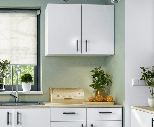 Magna Modular 800mm Kitchen 2 Door Wall Cupboard White Gloss - 001023B