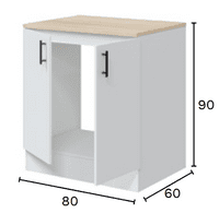 Magna Modular 800mm Kitchen Cabinet Sink Base Unit  White Gloss - 0F1015B