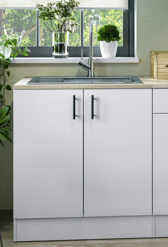 Magna Modular 800mm Kitchen Cabinet Sink Base Unit White Gloss - 0F1015B