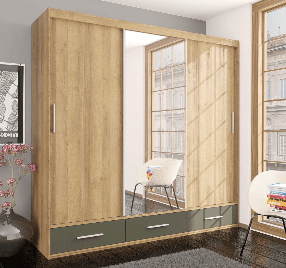 Large Wardrobe Set 3 Door Sliding Wardrobe With Sliding Doors