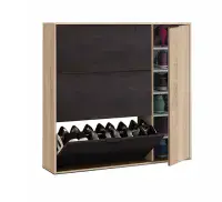 Marco Classy Oak Effect And Oxido Dark Brown Shoe Cabinet with 4 Doors - 0X7818F