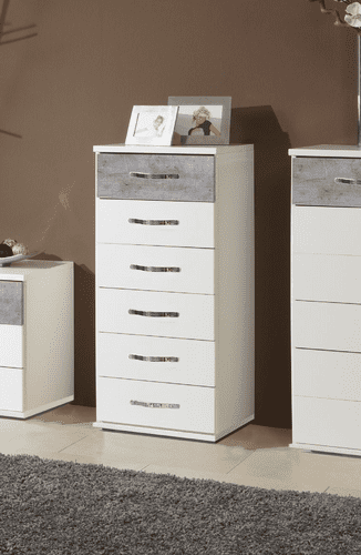 Maria Narrow Chest of Drawers in White and Grey 077318