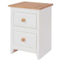 Marina White Waxed 2 Drawer Petite Bedside Cabinet CP309
