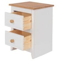 Marina White Waxed 2 Drawer Petite Bedside Cabinet CP309