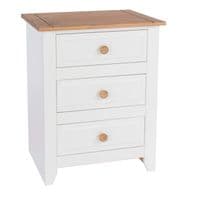 Marina White Waxed 3 Drawer Bedside Cabinet CP310