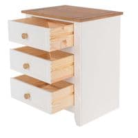 Marina White Waxed 3 Drawer Bedside Cabinet CP310