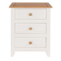 Marina White Waxed 3 Drawer Bedside Cabinet CP310