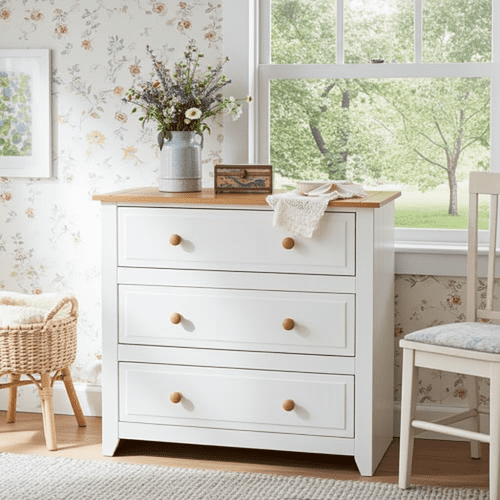 Marina White Waxed 3 Drawer Chest CP313