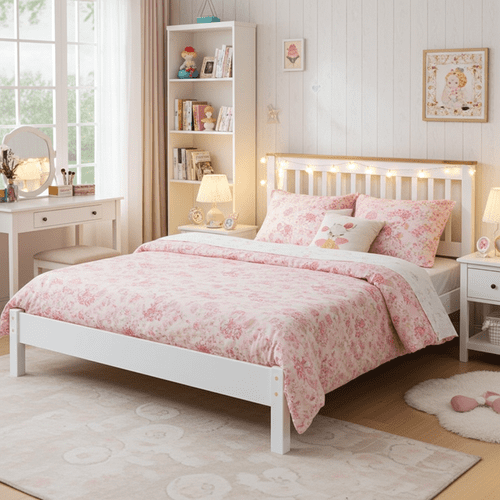 Marina White Waxed 4'6" Slatted Lowend Bedstead CP460LE
