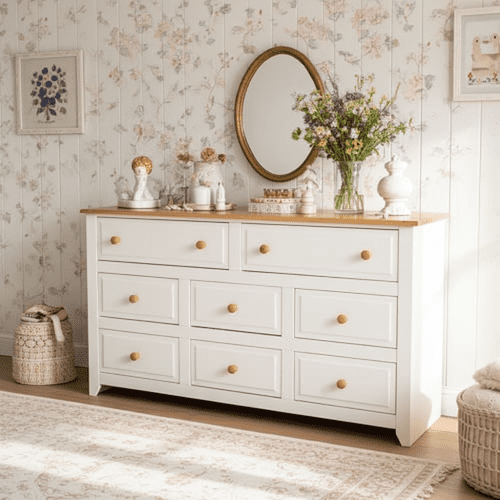 Marina White Waxed 6+2 Drawer Large Chest CP362