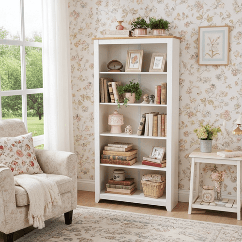 Marina White Waxed Tall Bookcase CP713