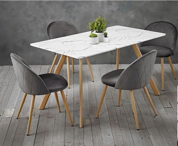 Martil White Marble Effect Dining Table 22LD519