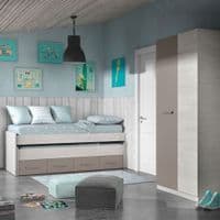 Martinez White & Grey Ash Trundle Bed With Drawer -1S7432Y- S/O