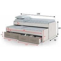 Martinez White & Grey Ash Trundle Bed With Drawer -1S7432Y- S/O