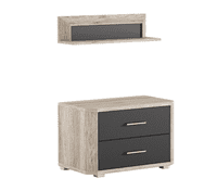 Marva Dark Brown With Oak Effect Bedside P8ZVLN23