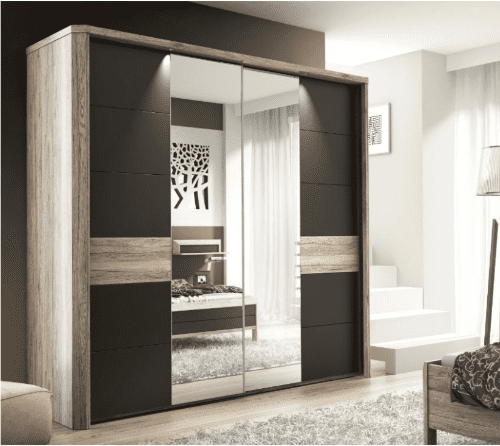 Dark wood best sale sliding wardrobe