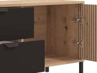 Mayenne Artisan Oak Effect Slatted And Black 157cm TV Cabinet - 11013375 S/O