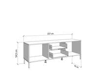 Mayenne Artisan Oak Effect Slatted And Black 157cm TV Cabinet - 11013375 S/O
