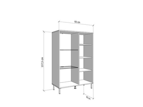 Mayenne Artisan Oak Effect Slatted And Black Short Display Cabinet - 11013358 S/O