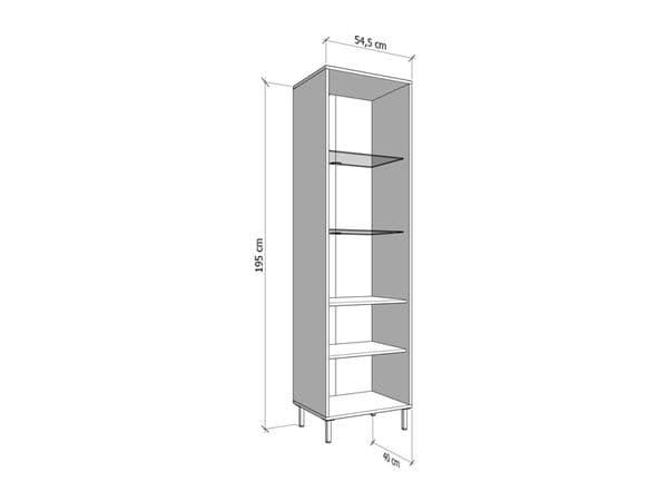 Mayenne Artisan Oak Effect Slatted And Black Tall Display Cabinet - 11013357 RZ