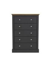 Meknes Charcoal And  Oak effect 5 Drawer Chest 22LD22