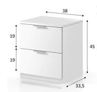 Melisa Artic white 2 Drawer Bedside Cabinet - LC7820O S/O